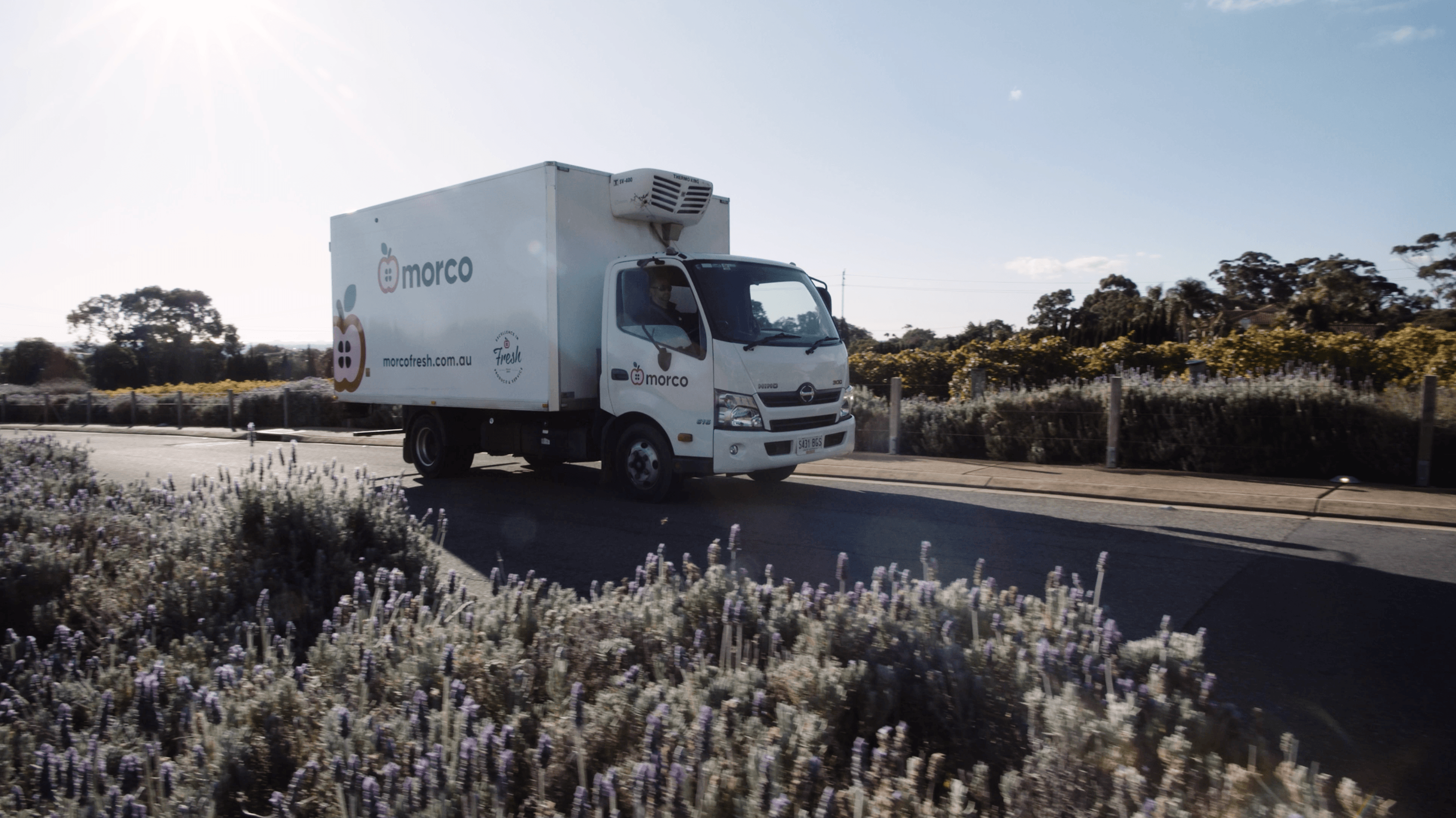 truck driving through wine country