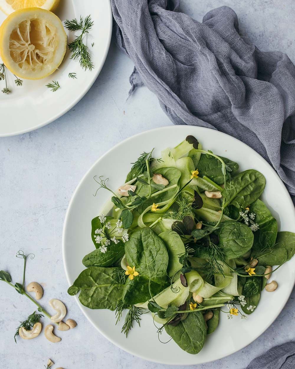 Top down view of a beautifully plated mixed leave salad - Photo by Heather Barnes